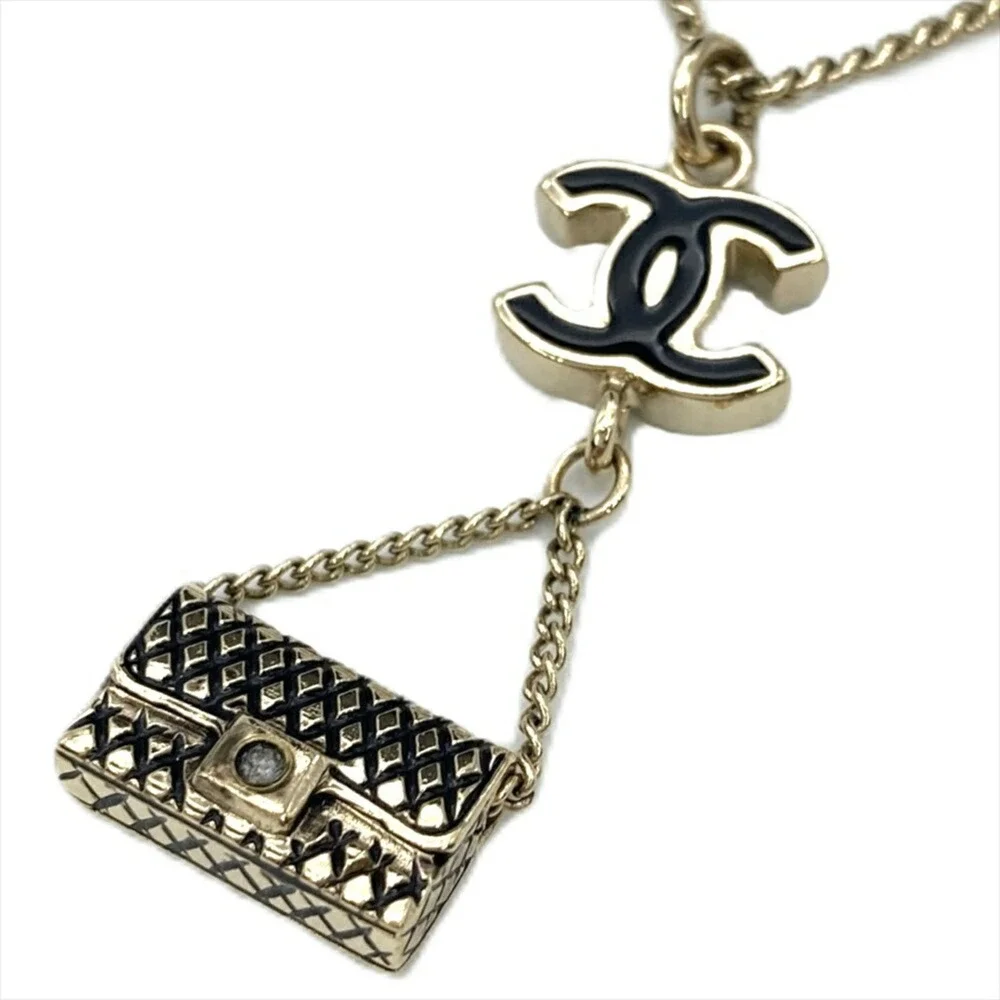 CHANEL Black Logo Necklace
